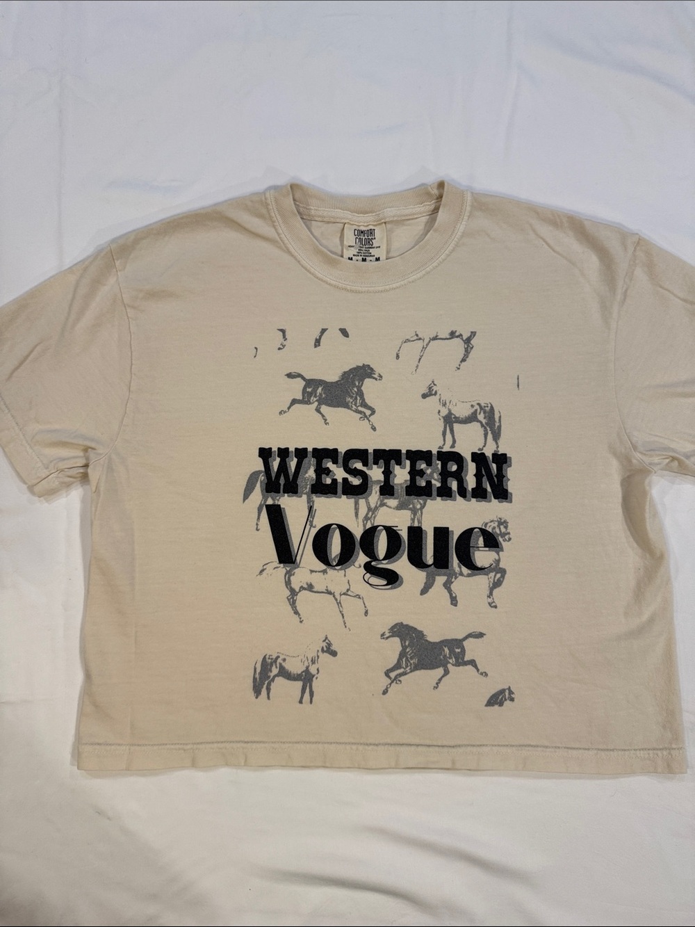 Western Vogue Horse Graphic Tee - Beige
